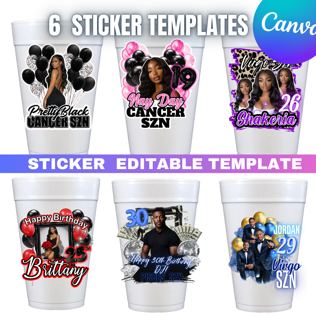 6 Cup Sticker Templates